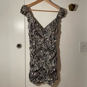 Aritzia brown printed mini dress